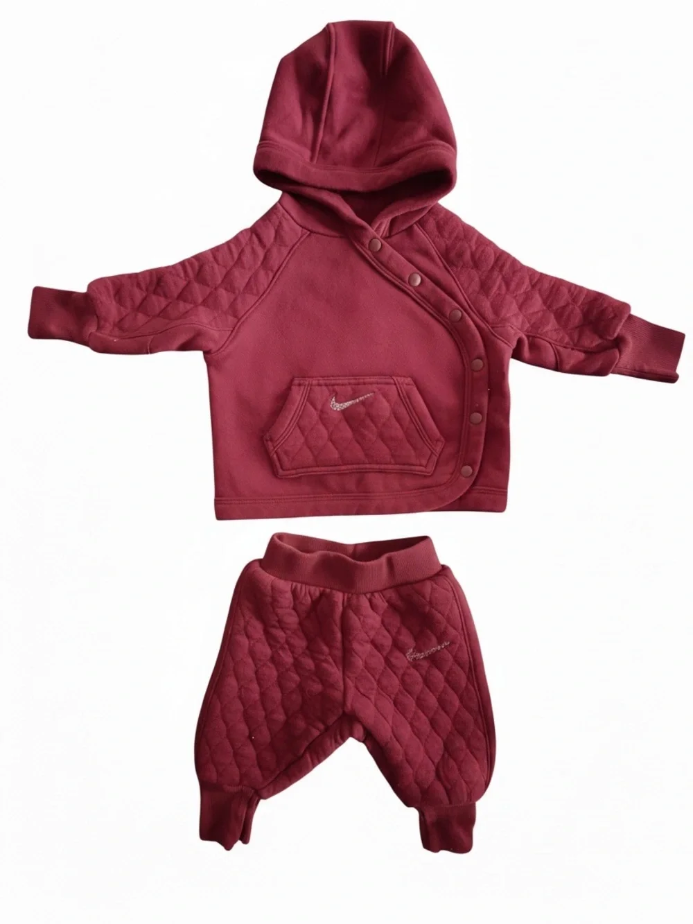 Nike Toddler Quilted Hoodie & Pants Set - Dark Red 6 months